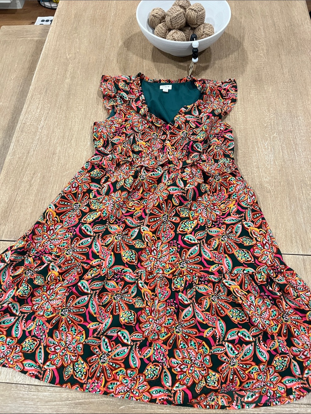 Women’s Jcrew Factory  Tiered Dress in Black & Multicolor